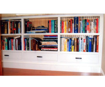 bookcase and storage drawers