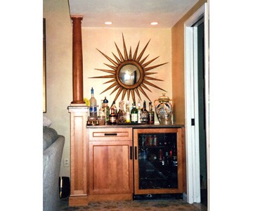 custom built bar with wine refrigerator